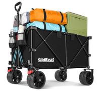 SLIDBEAT Carro Plegable con Ruedas Grandes y Frenos 200kg, XXL Carro de Transporte 200L para Jardín, Camping y Compras, Carrito Todoterreno Resistente con Tela Impermeable 600D
