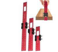 Slide Ruler - 3 Piece Aluminum Alloy Precision Woodworking Ruler Set | Adjustable Slide Stop & Marking Gauge for Engineers, Pocket Woodpeckers Tools for Measurement, Cutting, Saw