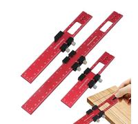 Slide Ruler Set, Aluminum Alloy Precision Rulers, 3 Pieces Kit with Adjustable Stop for Accurate Measurement, Durable Anodized Construction, Woodworking Marking Tool for Cutting Saw Layout Engineering