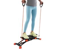 Slide Stepper - Bicicleta estática de hasta 120 kg, con 2 bandas de resistencia y pantalla LCD, entrenamiento lateral de cuerpo completo, silenciosa y ahorra espacio para casa (negro y naranja), 77 x