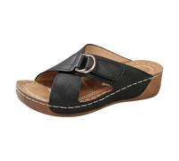 Slider Da Donna Dimensión Sandalias Cómodas Con Pie Para Mujer Pantuflas Elegantes De Verano Para Mujer Pantuflas De Ducha Sandalias Color Liso En Cuero Con Tacón Abierto Y Verano Correas Ajustables