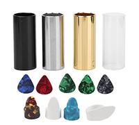Slides para Guitarra Metal y Vidrio, Set Completo con Púas y Caja - Sonido Nítido y Duradero para Jazz, Blues y Country