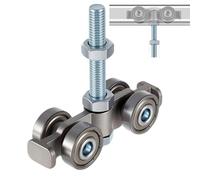 Sliding Door Wheels, Heavy Duty Barn Hardware, 4 Wheel Trolley System for Interior and Exterior Doors, Smooth Rollers with Sturdy Build, Industrial Track Hardware, Bedroom and Farm Use