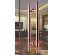 Sliding Push Pull Door Master Bath Hardware,Round Double-Side Stainless Steel Glass Door Handle/H-Shaped Wood Gate Grab Bar(Rose Gold,Length 50cm(20inch))