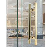 Sliding Push Pull Door Master Bath Hardware,Round Double-Side Stainless Steel Glass Door Handle/H-Shaped Wood Gate Grab Bar(Gold,Length 120cm(47inch))