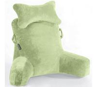 SLIGUY Almohada de Lectura Almohada de Descanso en Cama Extra Grande de 31 Pulgadas con Rollo de Cuello y Brazos Desmontables, Almohadas de Espalda para Adultos para Leer, Relajarse, Verde