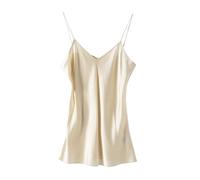 Slik V-Neck Small Camisole Women's Vest Silk Sleeveless Top Inside Spring and Summer All-Match Slim Fit(Imitation Silk White,M)
