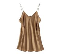 Slik V-Neck Small Camisole Women's Vest Silk Sleeveless Top Inside Spring and Summer All-Match Slim Fit(Imitation Silk Khaki,M)