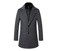 Sliktaa Abrigo de Lana Cálido de Invierno para Hombre Gabardina Longitud Media Chaqueta de Lana de Negocios Casual con Bufanda Sobretodo, gris, M
