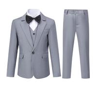Sliktaa Traje de 3 piezas para niños con cuello de solapa con un botón, trajes para bodas, cumpleaños, fiestas, bailes de graduación, traje de rendimiento, chaleco, pantalones, multicolor, gris, 7