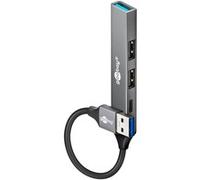 goobay Hub USB 3.2 de 4 Puertos Slim/USB, 5 Gbits, USB Hub/USB Splitter/Delgado USB-A a 3X USB-A y 1 x USB-C Multiport Adapter USB 3.0 Hub / 74458
