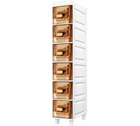 Slim Bathroom Storage Cabinet with Casters 3 Tier Grey for Bedroom and Bathroom