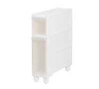 Slim Bathroom Storage Cabinet with Wheels Narrow Tower Dresser for Small Spaces, Large Capacity Organizer with Drawers, Toilet Paper Holder for Compact Areas(2-Tiers)
