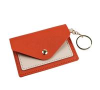 Slim Leather Wallet Business Credit Card Holder Short Purse ID Candy Color Bank Multi Slot Case(Orange)