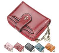 Slim Leather Zip Wallet, Small Bifold Pouch, Vintage Coin Card Holder, Cross Buckle Heart Chain, Compact Pocket Wallet