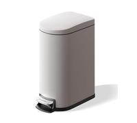 Slim Metal Bathroom Trash Can 2.6 Gallon / 10L - Stainless Steel Step-on Garbage Bin, Odor Control, Soft Close, Removable Inner Bucket, Waterproof, Rear Handle - Small for Bedroom, Bathroom, Office