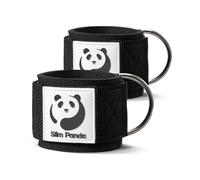 Slim Panda 1 par de correas de fitness para tobillo, tobilleras ajustables con doble anilla en D y soporte de neopreno para ejercicios con cables y polea (negro nuevo)