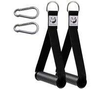 Slim Panda Mango de Resistencia, 2 Piezas Nylon Agarres para Gym Set, Agarres Poleas Gym para Entrenamientos en Polea, Estación de Polea de Cable o Torre de Pesas, Negro+Carabiners
