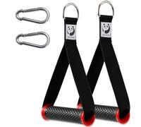 Slim Panda Mango de Resistencia, 2 Piezas Nylon Agarres para Gym Set, Agarres Poleas Gym para Entrenamientos en Polea, Estación de Polea de Cable o Torre de Pesas, Rojo+Carabiners