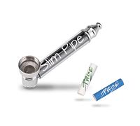 Slim Pipe - Pipa de tabaco con compartimento de carbón activo, incluye colador de acero inoxidable y 2 filtros de carbón activo de 6 mm, 7 cm, puro de metal para productos de tabaco
