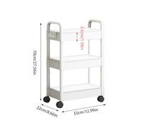 Slim Storage Trolley |Utility Rolling Cart with Handle, Hanging Cups & Dividers | Rack on Wheels for Kitchen, Bathroom, Office, Laundry | Slim Rollinng Organizer for Narrow Spaces, Black Grey