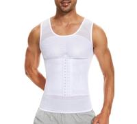 SLIMBELLE Camiseta Reductora Compresión para Hombres Fajas Moldeadora Alta Elasticidad para Comprimir Pecho Abdomen y Cintura Camisa de compresión Slim para Hombres Blanco M