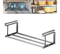 Slimdescent Cabinet Telescopic Shelf, Expandable Shoe Rack Organizer - Double Your Limited Space, Non-Slip, No Punch,Retractable Expandable Under Cabinet Hanging Rack Organizer (Black,19.6-37.4in)