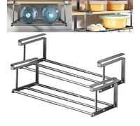 Slimdescent Cabinet Telescopic Shelf, Expandable Shoe Rack Organizer - Double Your Limited Space, Non-Slip, No Punch,Retractable Expandable Under Cabinet Hanging Rack Organizer (Black*2,15.7-29.5in)