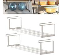 Slimdescent Cabinet Telescopic Shelf, Expandable Shoe Rack Organizer - Double Your Limited Space, Non-Slip, No Punch,Retractable Expandable Under Cabinet Hanging Rack Organizer (White*2,15.7-29.5in)
