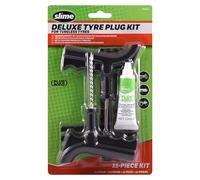 Slime 2040-5 Tyre Deluxe Plug Kit, con Herramientas de escariador y colocador con Mango ergonómico, 8 mechas en 2 tamaños y Plug Bond no tóxico, Juego de 11 Piezas para una reparación instantánea