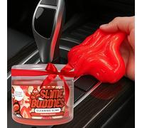 Slime Buddies Masilla de Gel de Limpieza de Coche, Herramienta de Detalles Interiores con Aroma a Fresa para portavasos, Rejillas de ventilación y Teclado, Accesorios Reutilizables para Detalles de