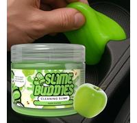 Slime Buddies Masilla de Gel de Limpieza para Coche, Casa y Oficina | Limpiador Reutilizable con Aroma a Manzana para Portavasos, Rejillas de Ventilación, Teclado, Mandos y Salpicadero | 160g