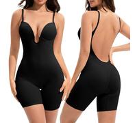 Slimers Faja moldeadora sin espalda con control de abdomen: body moldeador de espalda baja - Sujetador adelgazante integrado para mujer, Negro -, Medium