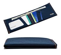 Slimfold Micro Minimalist Front Pocket Vegan Slim Wallets for Men (RFID Blocking Navy/Orange)