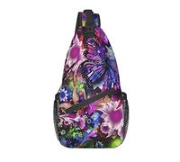 Sling Bag, 3D Butterfly Flower DIY Drawing Paint Print Crossbody Sling Backpack para Casual Hombro Mujeres y Hombres