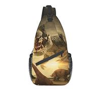 Sling Bag 3D Dinosaur T-Rex Landscape Senderismo Mochila Crossbody Hombro Mochila Travel Chest Pack para Hombres Mujeres