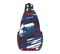 Sling Bag Abstract Blue Red Striped American Flag Senderismo Mochila Crossbody Hombro Mochila Travel Chest Pack para Hombres Mujeres