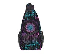 Sling Bag Acuarela Boho Dreamcatcher Mandala Senderismo Mochila Crossbody Hombro Mochila Viaje Cofre Pack para Hombres Mujeres