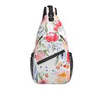 Sling Bag Acuarela Flor Rosa Primavera Senderismo Mochila Crossbody Hombro Mochila Viaje Cofre Pack para Hombres Mujeres