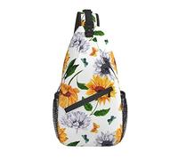 Sling Bag Acuarela Flor Verano Floral Girasol Senderismo Mochila Crossbody Hombro Mochila Viaje Cofre Pack para Hombres Mujeres