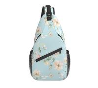 Sling Bag Acuarela Vintage Flor Azul Senderismo Mochila Crossbody Hombro Mochila Viaje Pecho Pack para Hombres Mujeres