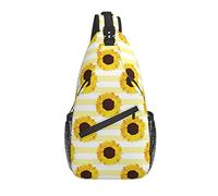 Sling Bag Amarillo Floral Rayas Verano Girasol Senderismo Mochila Crossbody Hombro Mochila Viaje Cofre Pack para Hombres Mujeres