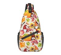 Sling Bag Autumn Leaf Calabaza Gnomos Acción de Gracias Granja Senderismo Mochila Crossbody Hombro Mochila Travel Chest Pack para Hombres Mujeres