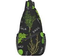 Sling Bag, Basil Thyme Dill & Rosemary Print Crossbody Sling Mochila para Hombro Casual Mujeres y Hombres