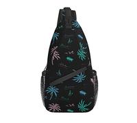 Sling Bag Beach Coco Palmera Negro Senderismo Mochila Crossbody Hombro Mochila Viaje Cofre Pack para Hombres Mujeres