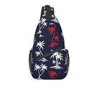 Sling Bag Beach Palm Tree Navy Senderismo Daypack Crossbody Shoulder Backpack Travel Chest Pack para Hombres Mujeres