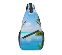 Sling Bag, Beautiful Island in The Sea Print Crossbody Sling Mochila para Hombro Casual Mujeres y Hombres
