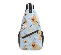 Sling Bag Bee Gnomes Blue Hexagon Senderismo Mochila Crossbody Hombro Mochila Travel Chest Pack para Hombres Mujeres