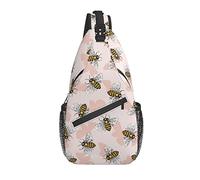 Sling Bag Bee Pink Farmhouse Rústico Senderismo Mochila Crossbody Hombro Mochila Viaje Chest Pack para Hombres Mujeres