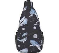 Sling Bag, Big Whale and Planet Print Crossbody Sling Mochila para Hombro Casual Mujeres y Hombres